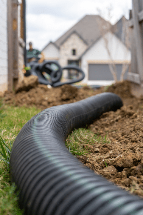 french drain sitting on ground